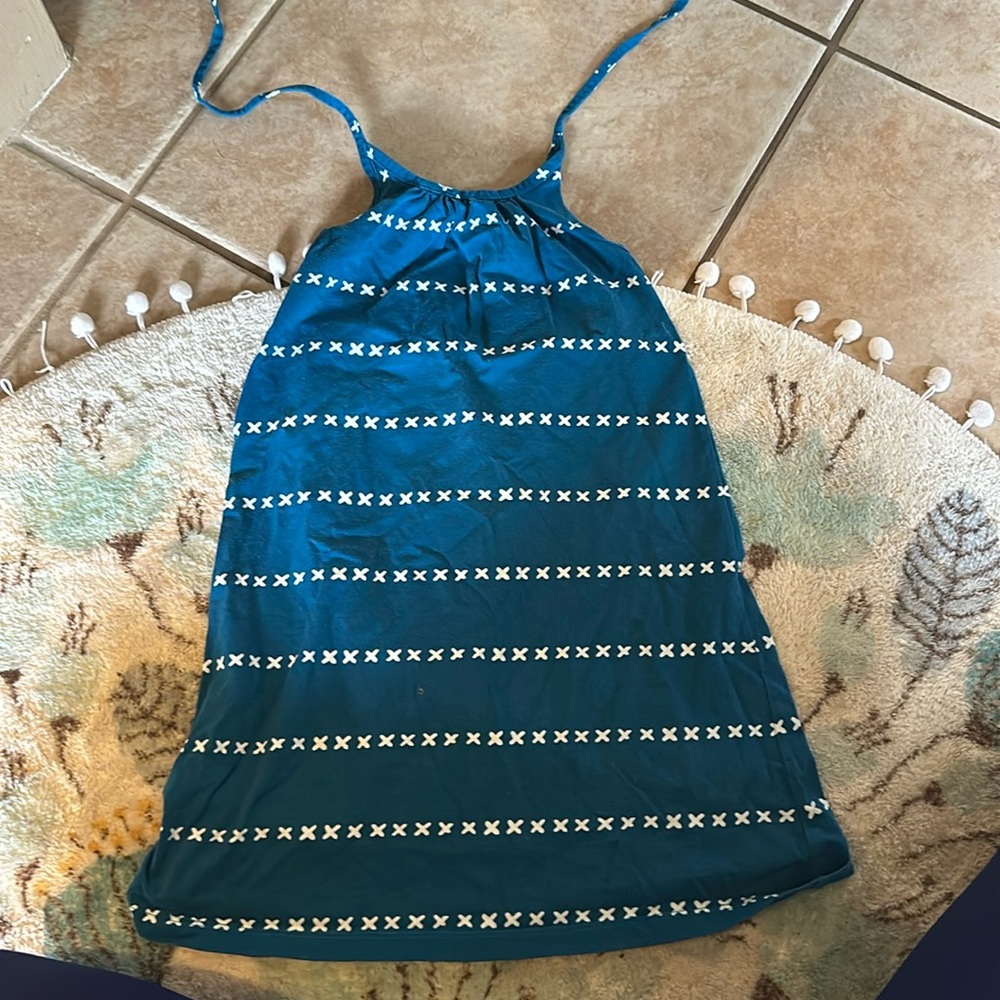 Hanna Andersson Girls Halter Dress Turquoise